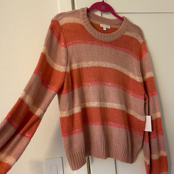 LC Lauren Conrad NWT Pink Striped Sweater with Sparkles - Picture 3 of 7